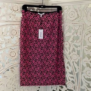 Derek Lam Size 4 Pink and Black Lace Pencil Skirt